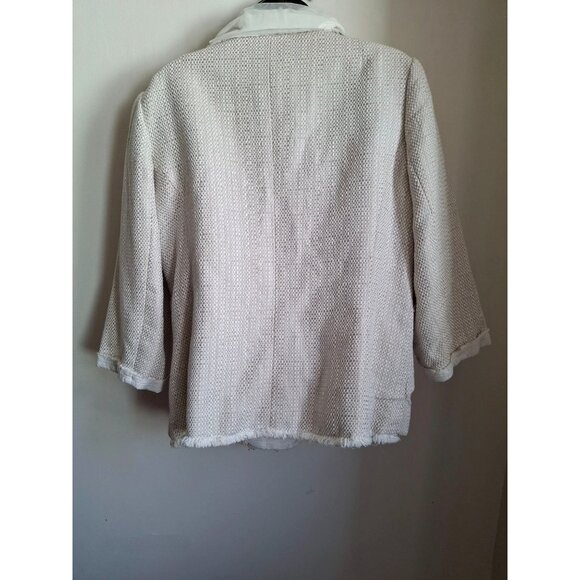 Soft Surroundings Textured Women's Open-Front Blazer with Frayed Hem & White Ruf - Picture 5 of 12
